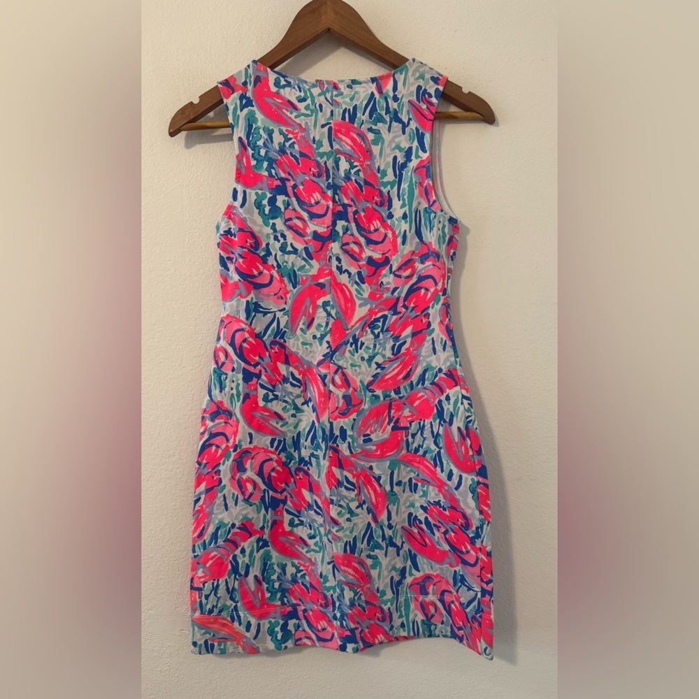 Lilly Pulitzer Harper Shift Dress Cosmic Coral Cracked Up Lobster Roll NWT XXS - Picture 2 of 10